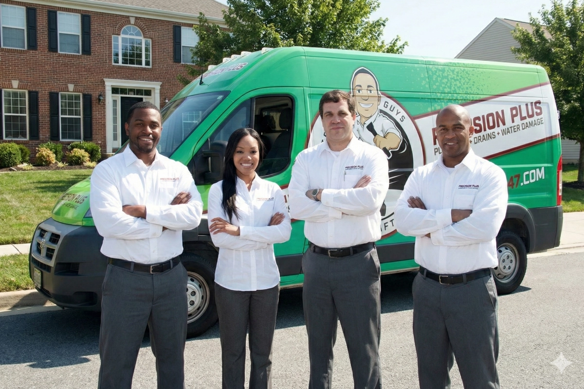 Precision Plus Plumbing team providing emergency plumbing services