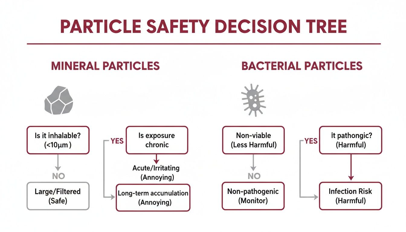 Why Are There Black Specks In Hot Water? An Expert Guide 3 A Decision Tree Diagram For Particle Safety, Categorizing Risks From Mineral And Bacterial Particles.
