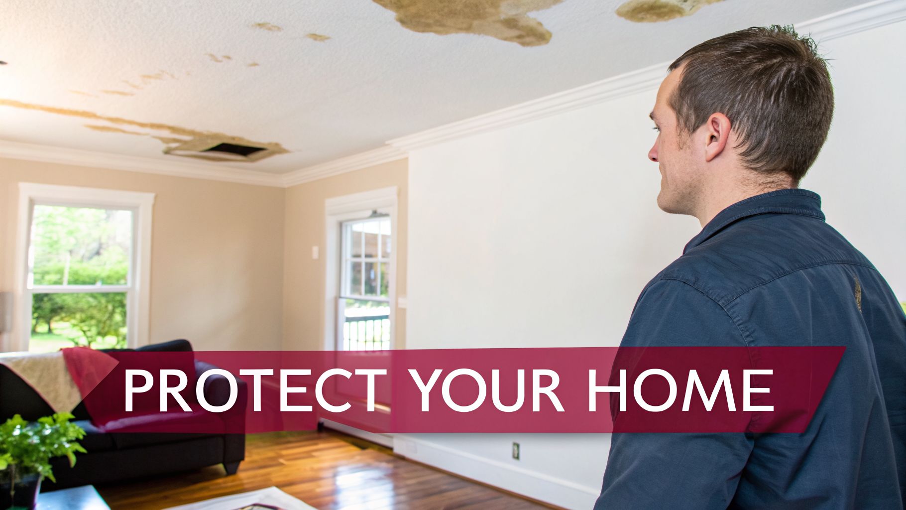 Leak Detection Philadelphia: Leak Detection Philadelphia To Stop Water Damage 1 A Man Inspects Severe Water Damage And A Hole In A Residential Ceiling, Highlighting The Need To Protect Your Home.
